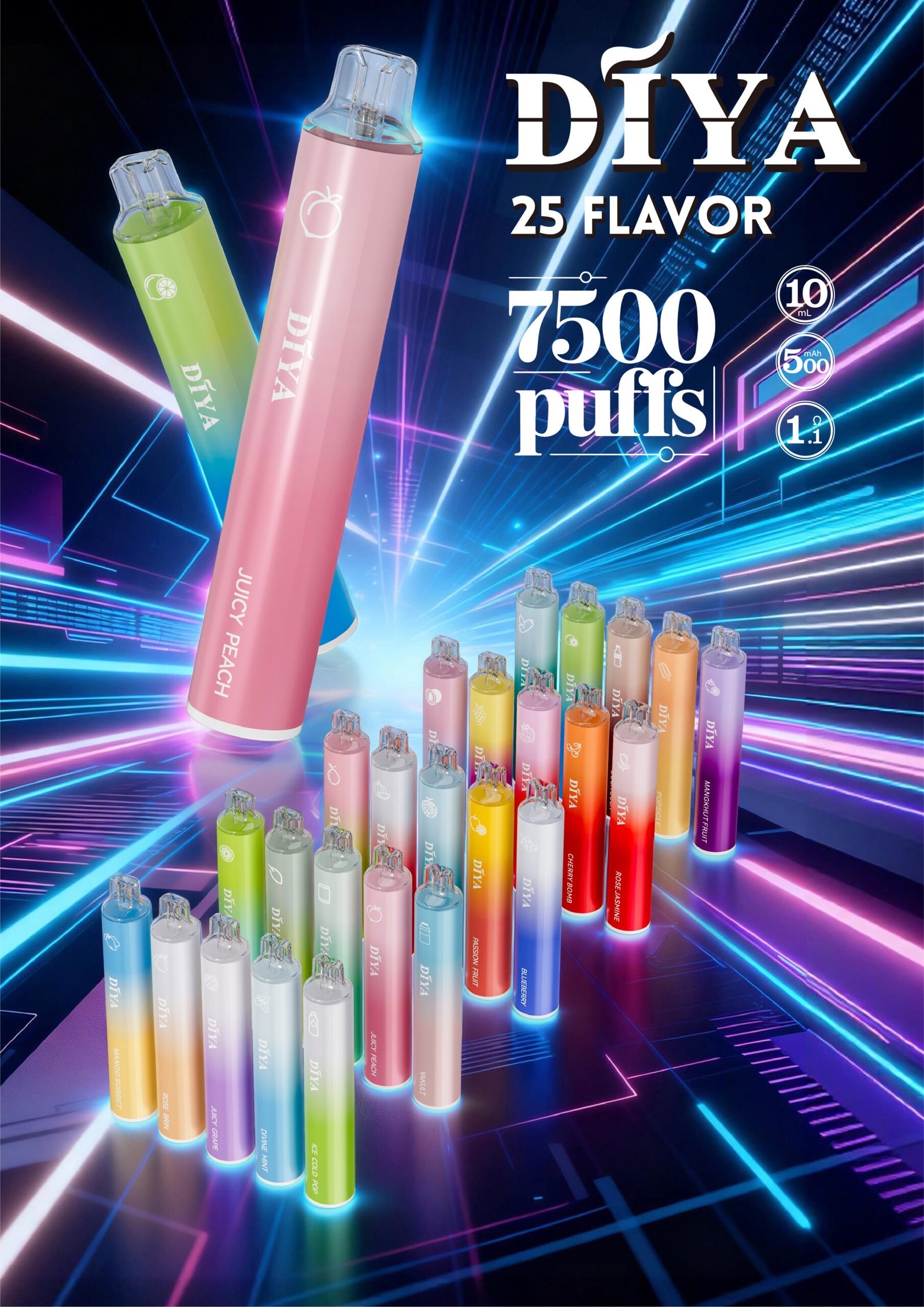 DIYA 叮啞 7500 拋棄式 10ml 巨量裝純粹還原 超極致水果冰 夠涼才好抽 Type-C 高效補給續航 台灣現貨秒發:圖片 2